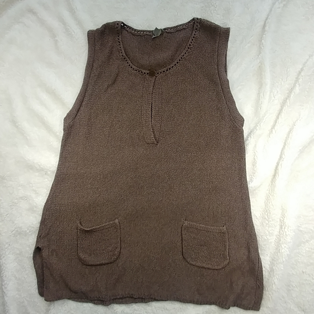 J. Jill Brown Crew Neck Sweater Relaxed Fit